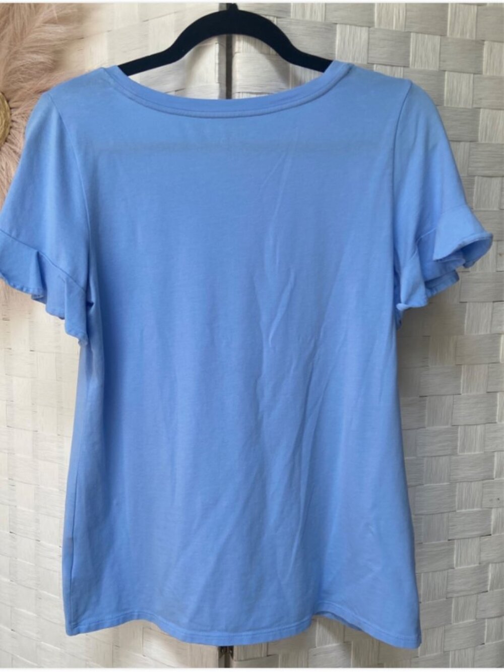 Lilly Pulitzer Pima Cotton Blue Ruffle Sleeve Shirt Top Size S - Picture 4 of 4